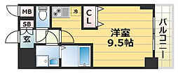 スワンズ神戸三宮イースト 1Kの間取図画像