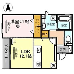 モンターニュ東高松 1LDKの間取図画像