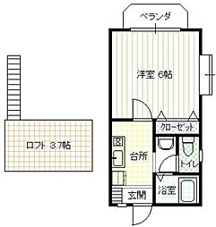 エルム香住ヶ丘 1Kの間取図画像
