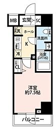 プレール・ドゥーク芝浦 1Kの間取図画像