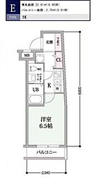 スカイコート戸越 1Kの間取図画像