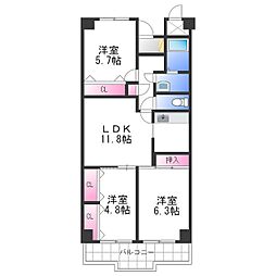 プルミエールI.K. 3LDKの間取図画像