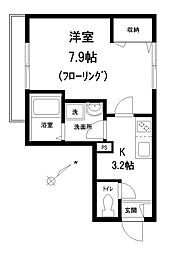 シェルム・ヴァンベール 1Kの間取図画像