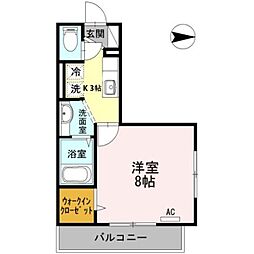 シェルハウス上中里C 1Kの間取図画像