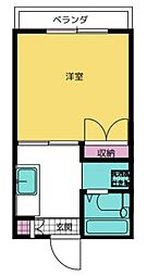 岩井ハイツ 1Kの間取図画像