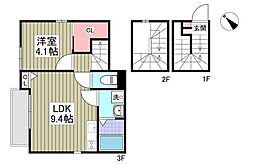 ヒルサイド西が丘 1LDKの間取図画像