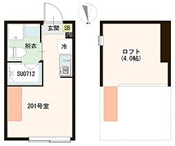 ハーモニーテラス下井草III ワンルームの間取図画像