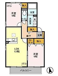 YMA-1 2LDKの間取図画像