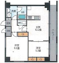 サザンクレスト堺東 2LDKの間取図画像