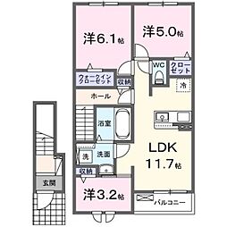 ジリエット 3LDKの間取図画像