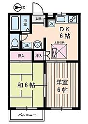 ハイムエムティ1 2DKの間取図画像