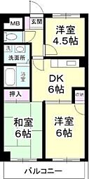 大川マンション 3DKの間取図画像