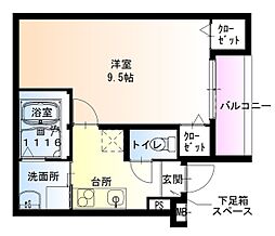 フジパレス百舌鳥駅南3番館 1Kの間取図画像
