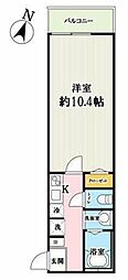キャメルせんげん台4 1Kの間取図画像