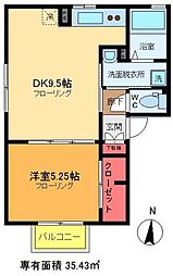 グランモアT・D 1LDKの間取図画像