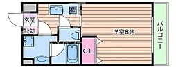 エルソル江坂 1Kの間取図画像