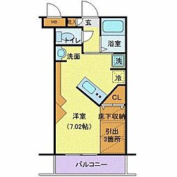 グランヴァン大井町2 ワンルームの間取図画像