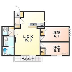 Demeure Crecia I 2LDKの間取図画像