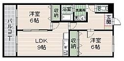 ウエストウイン 2LDKの間取図画像