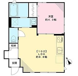 フェリシティ府中 1階1DKの間取り