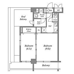 ルクレ代田橋 8階2Kの間取り