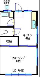 コーポ天野 1Kの間取図画像