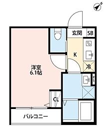 robothome愛宕町B 1Kの間取図画像