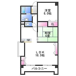 サンダモン北勘 3LDKの間取図画像
