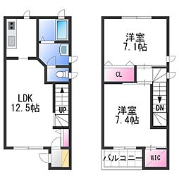 デルタ・ケーテイA棟 2LDKの間取図画像