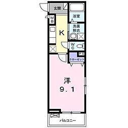 アーバンメロウ 1Kの間取図画像