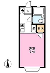 西加瀬ハイツ ワンルームの間取図画像