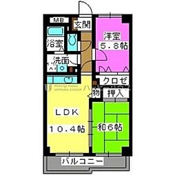 ソシアつつじケ丘 2LDKの間取図画像