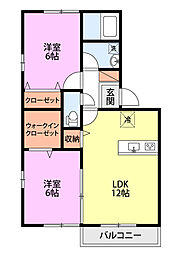 エクセレントファインA 2LDKの間取図画像