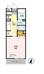 ボンリジェール 1Kの間取図画像