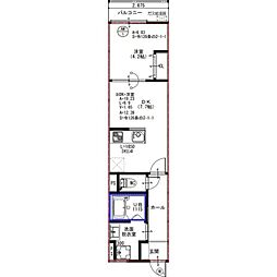 EIJU牧野駅前A 1DKの間取図画像