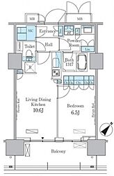 HARUMIFLAGPORTVILLAGEC棟 1LDKの間取図画像