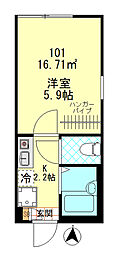 Grand Louvre 平和島 1Kの間取図画像