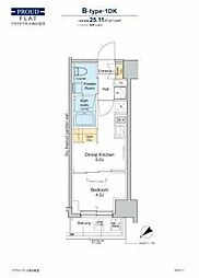 PROUDFLAT西日暮里 1DKの間取図画像