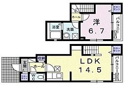 ハイツウィスタリアA 1LDKの間取図画像