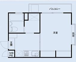 菱和パレス千歳台 1Kの間取図画像