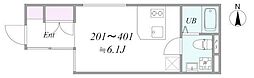 trias305 1Kの間取図画像