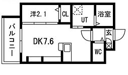 九間町シーエム・サンク 1DKの間取図画像
