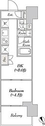 ウエリスアーバン水天宮前 1DKの間取図画像