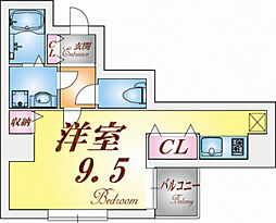 エトワール衣掛 1Kの間取図画像