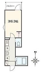 MELLAS入間市IV 1Kの間取図画像