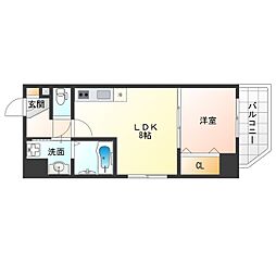 ジーグランデ九条 1LDKの間取図画像