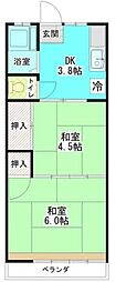 吉田第2コーポ 2Kの間取図画像