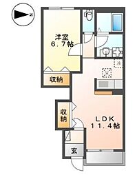 カメリアガーデン 1LDKの間取図画像