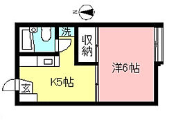 グリーンハイム 1Kの間取図画像