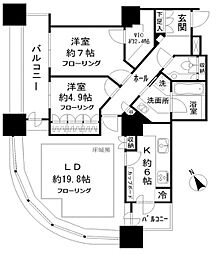 東京ツインパークス　ライトウィング 11階2LDKの間取り